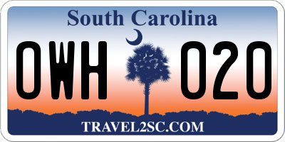SC license plate OWH020