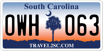 SC license plate OWH063