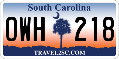 SC license plate OWH218