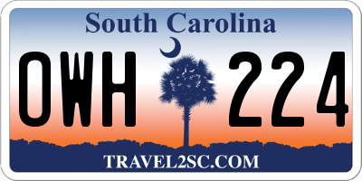SC license plate OWH224