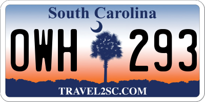 SC license plate OWH293