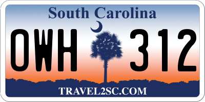 SC license plate OWH312