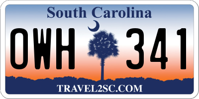 SC license plate OWH341