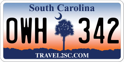 SC license plate OWH342
