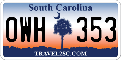 SC license plate OWH353