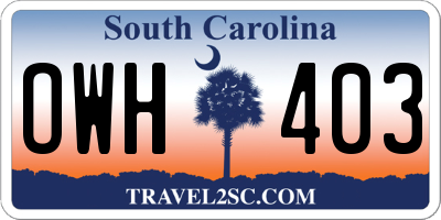 SC license plate OWH403