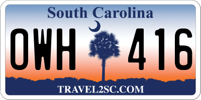 SC license plate OWH416