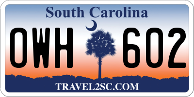 SC license plate OWH602