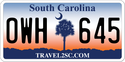 SC license plate OWH645