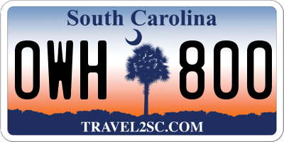 SC license plate OWH800