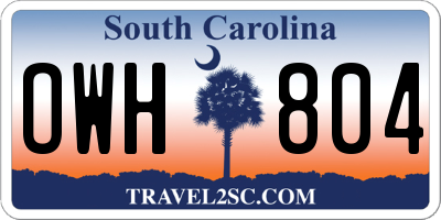 SC license plate OWH804