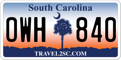 SC license plate OWH840