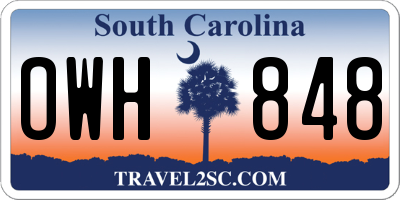 SC license plate OWH848