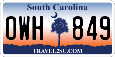 SC license plate OWH849