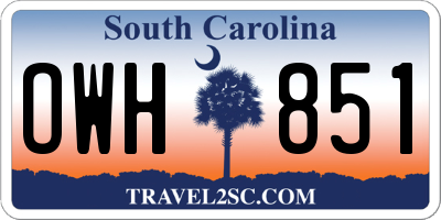 SC license plate OWH851
