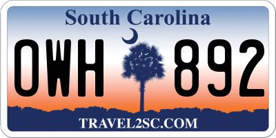 SC license plate OWH892