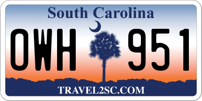 SC license plate OWH951
