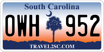 SC license plate OWH952