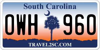 SC license plate OWH960