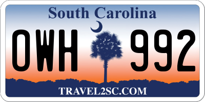 SC license plate OWH992