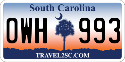 SC license plate OWH993