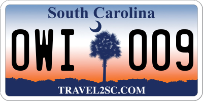 SC license plate OWI009