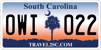 SC license plate OWI022