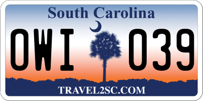 SC license plate OWI039