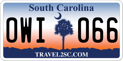 SC license plate OWI066