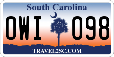 SC license plate OWI098
