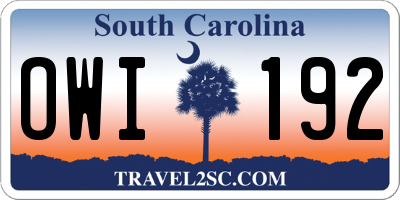 SC license plate OWI192