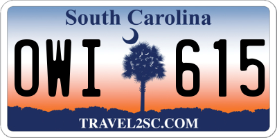 SC license plate OWI615