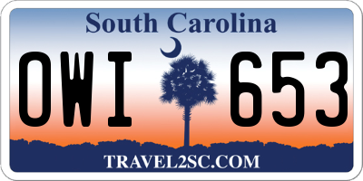 SC license plate OWI653
