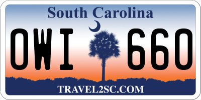 SC license plate OWI660