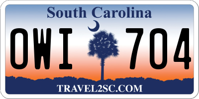 SC license plate OWI704