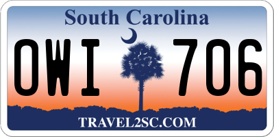SC license plate OWI706