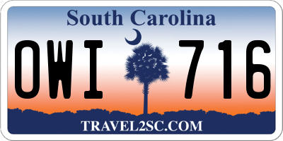 SC license plate OWI716