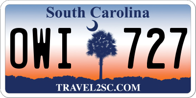 SC license plate OWI727