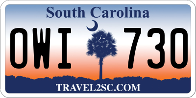 SC license plate OWI730