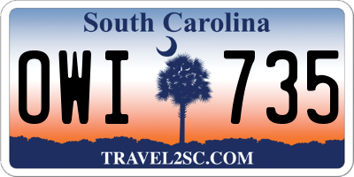 SC license plate OWI735
