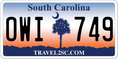 SC license plate OWI749
