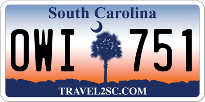 SC license plate OWI751