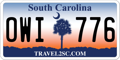 SC license plate OWI776
