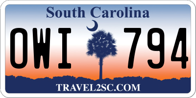 SC license plate OWI794