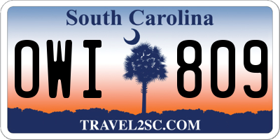 SC license plate OWI809
