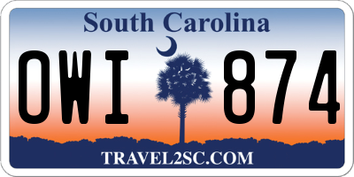 SC license plate OWI874
