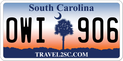 SC license plate OWI906