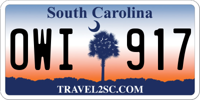 SC license plate OWI917
