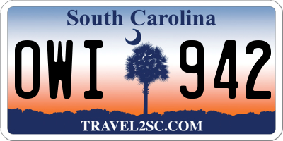 SC license plate OWI942