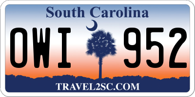 SC license plate OWI952